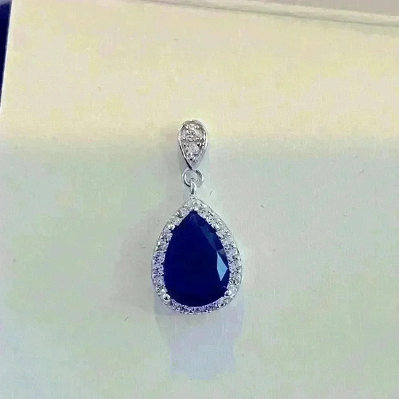 Genevive .925 Sterling Silver Earrings w/CZ Blue and White Stones 1”L - Picture 2 of 5